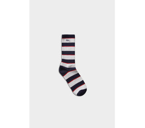 Stripe Basic Sock - White/Navy Stripe