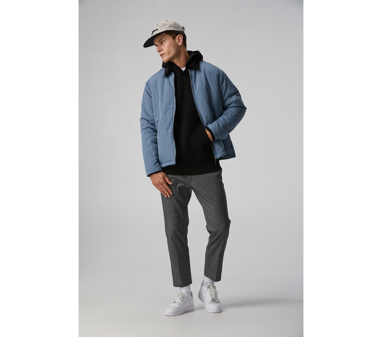 Leon Quilted Jacket - Smokey Blue