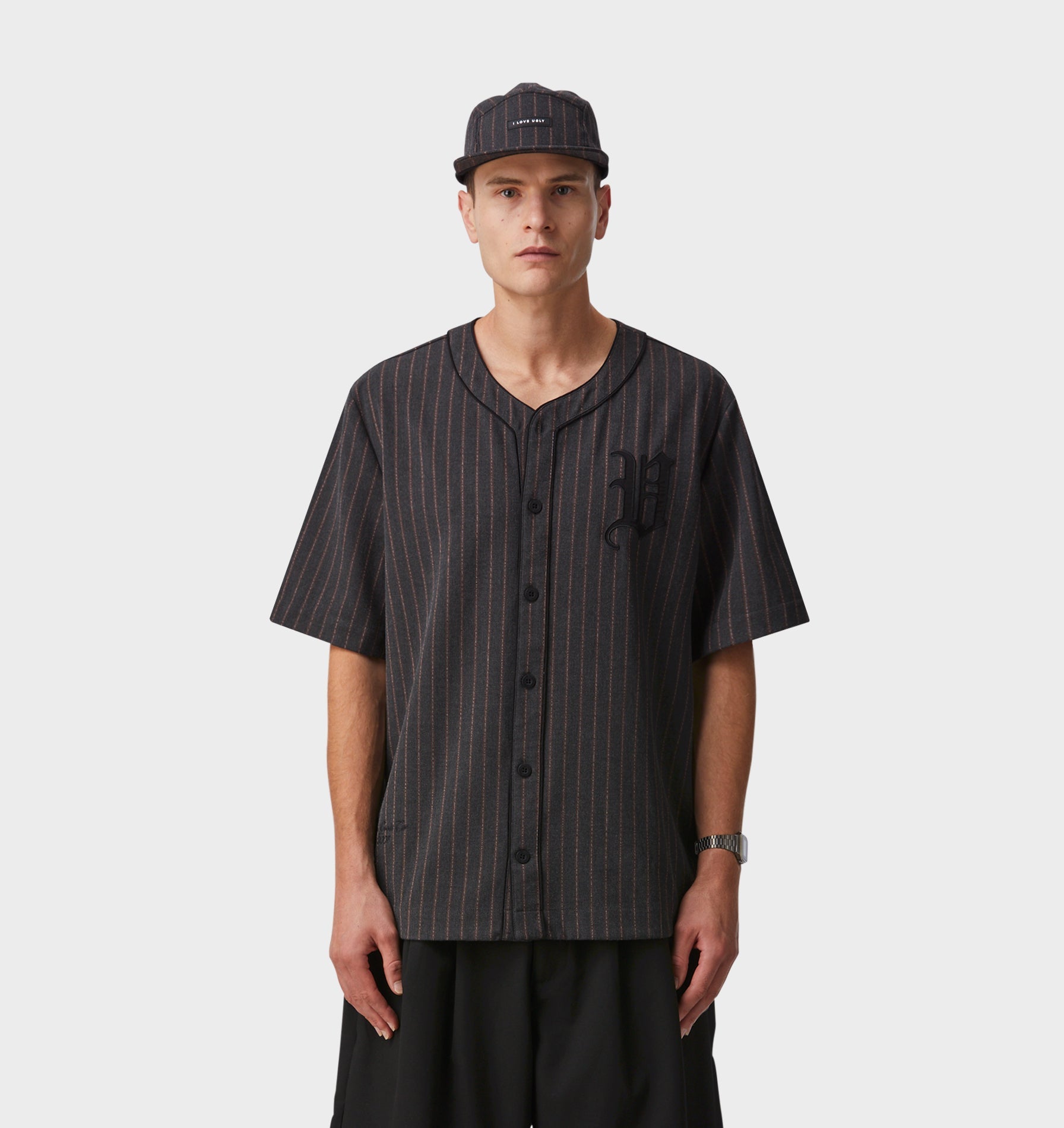 Laid Amour Baseball Jersey - Charcoal/Red Stripe