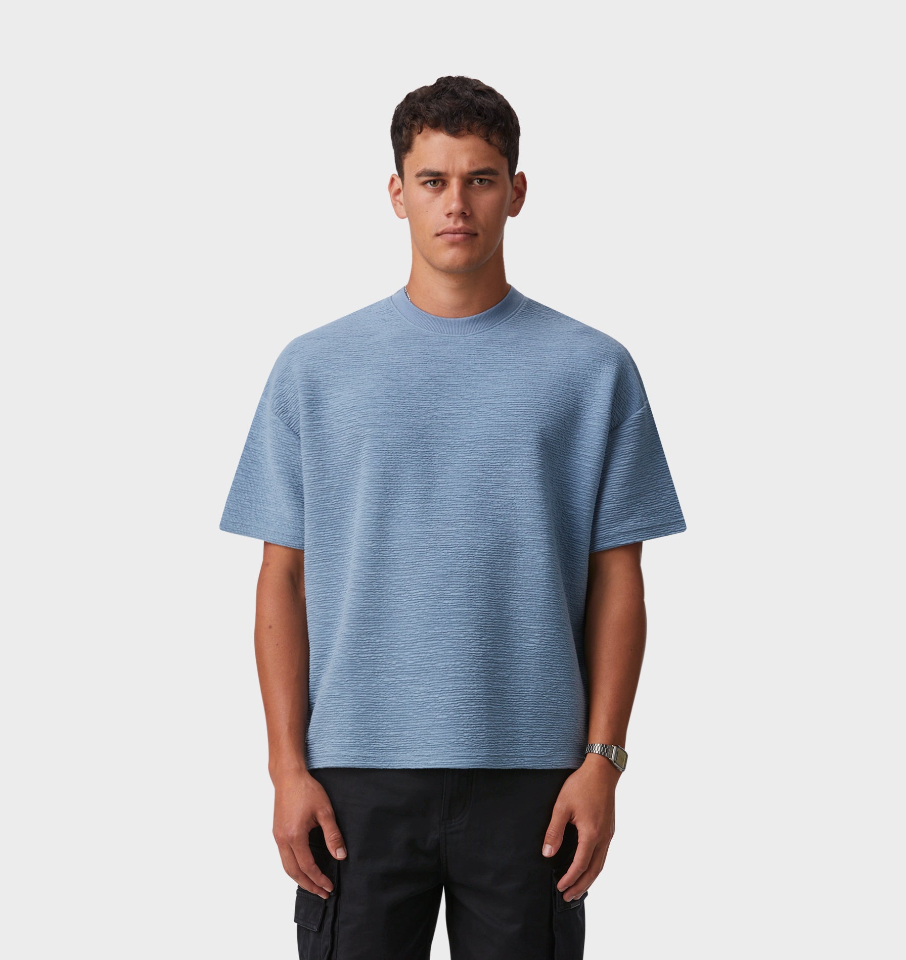 Ridged Lewi Tee - Steel Blue