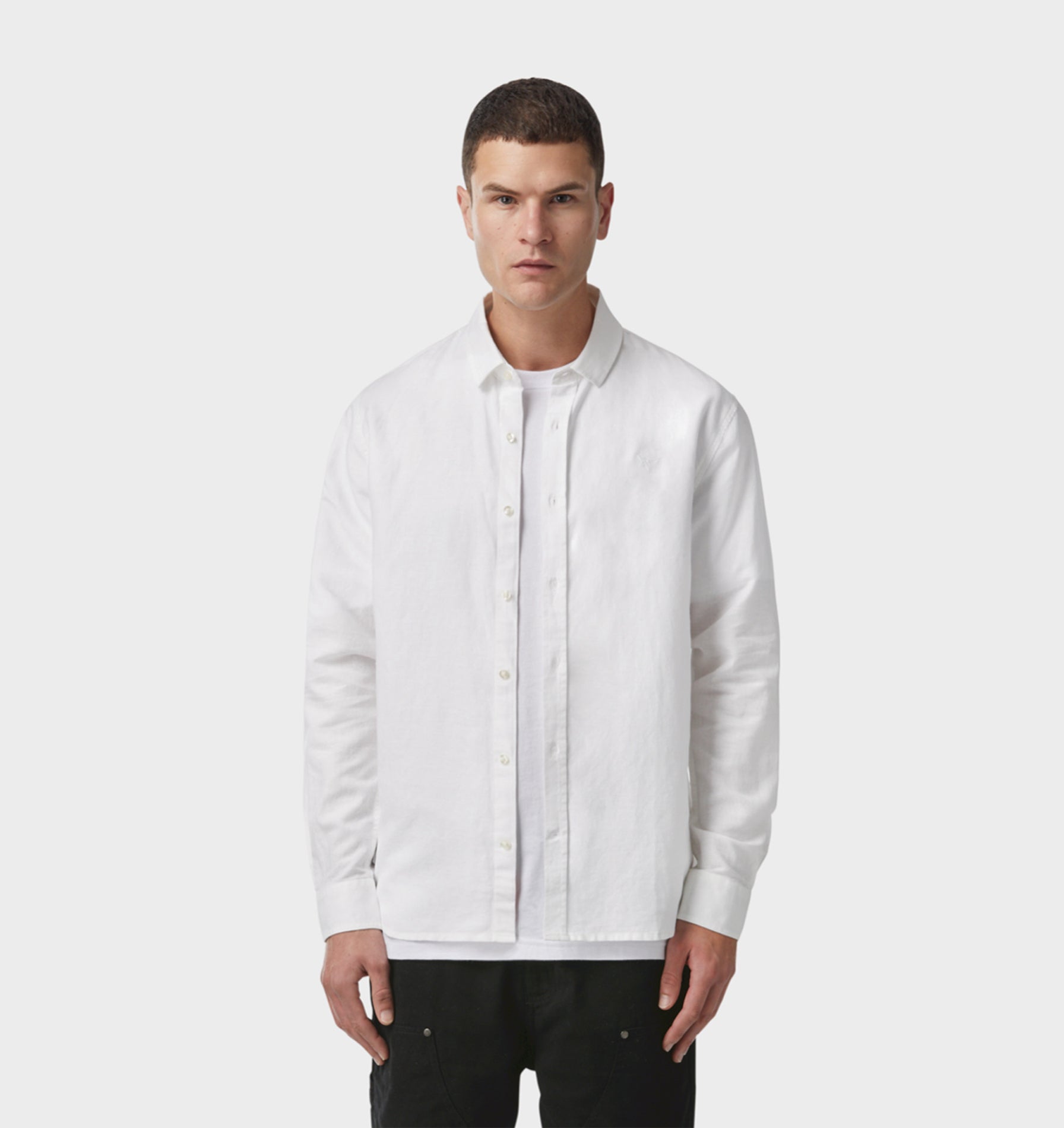 Linen Wallace LS Shirt - White