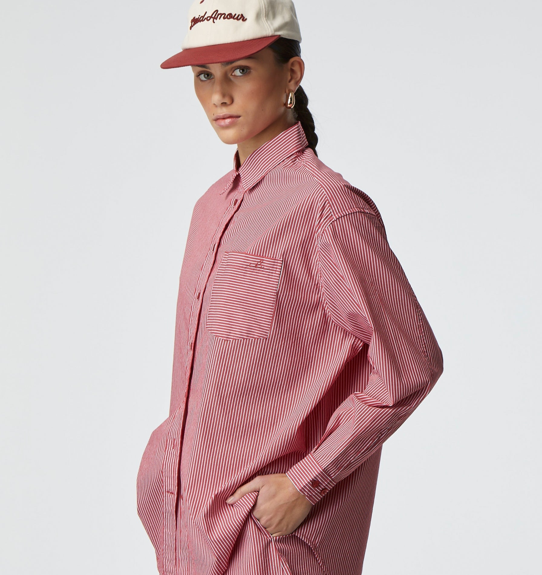 Brooklyn Oversized Shirt - Red Stripe