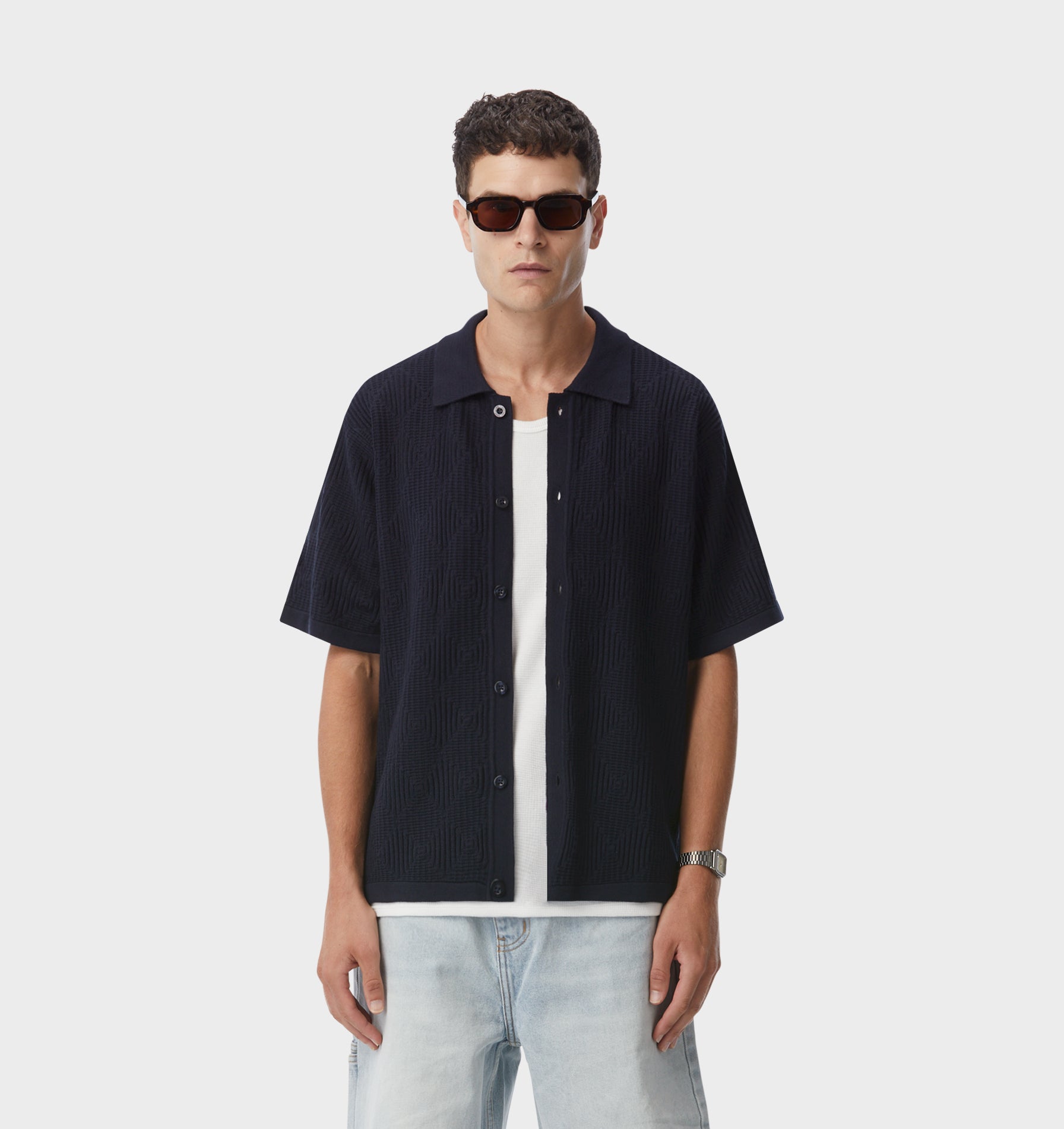 Jasper Knit SS Shirt - Navy