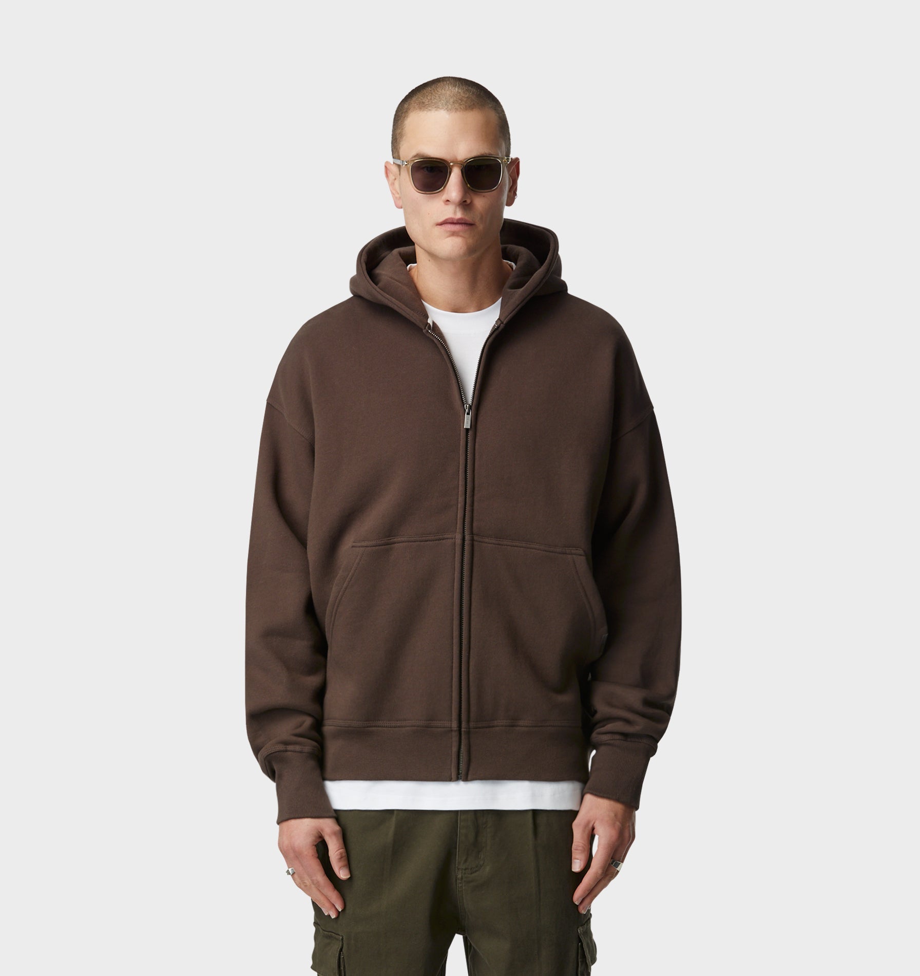 Zip Up Box Hood - Espresso