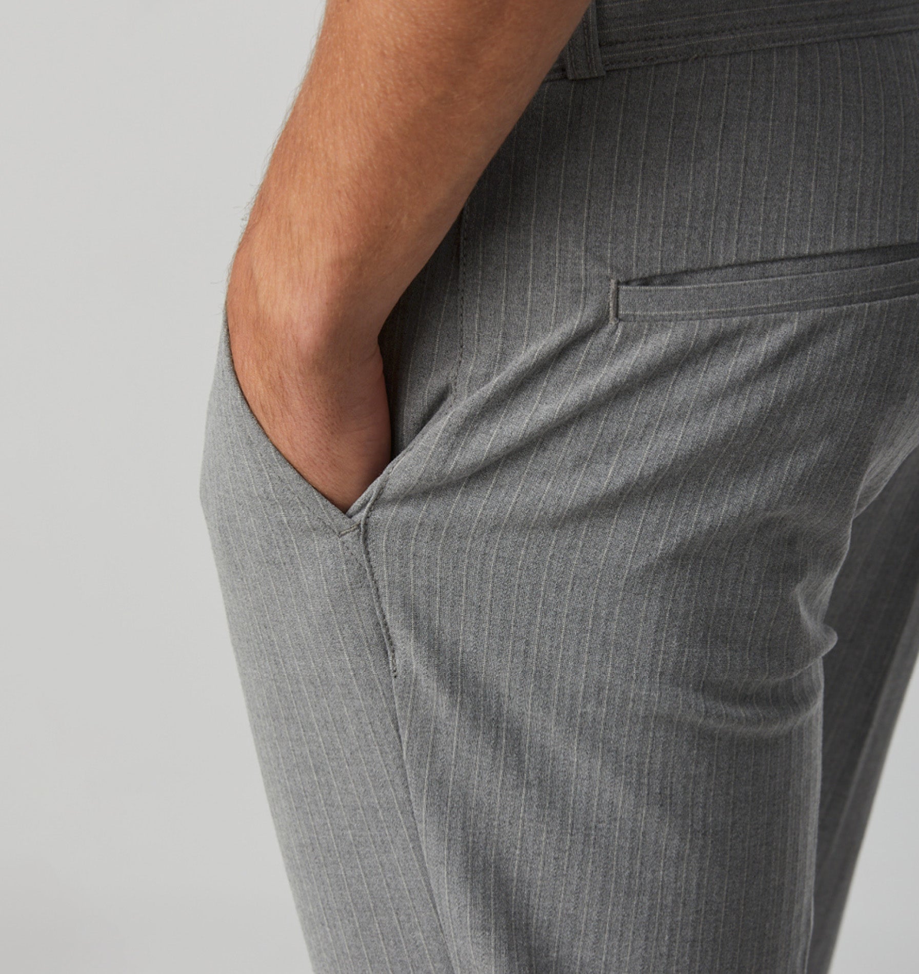 Slim Kobe Pant - Grey Marle Pinstripe