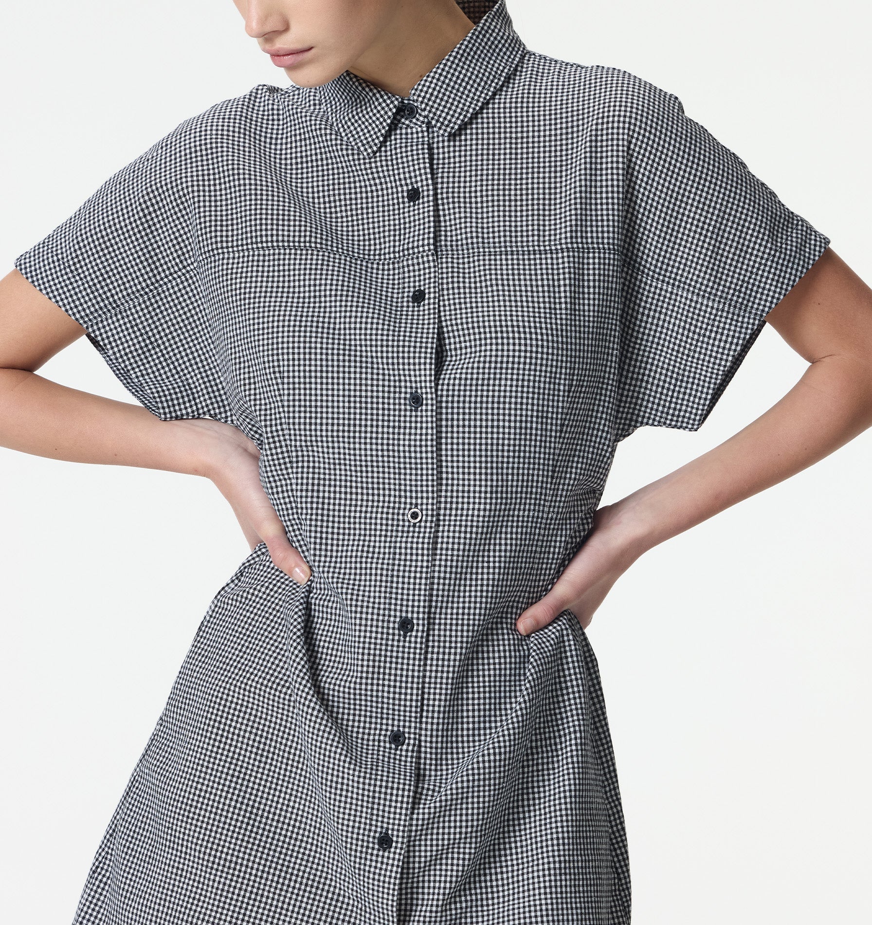 Vesta Gingham Dress - Black/White