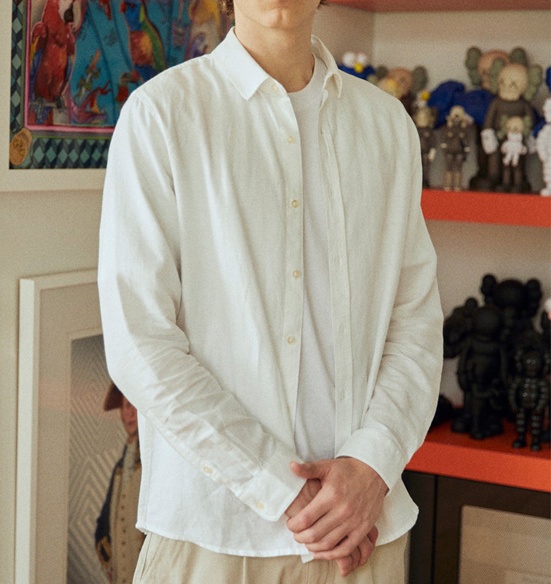 Linen Wallace LS Shirt - White