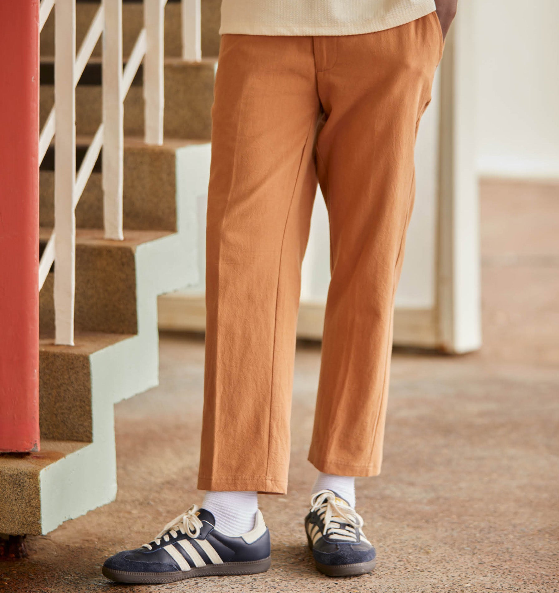 Linen Slim Kobe Pant - Toffee