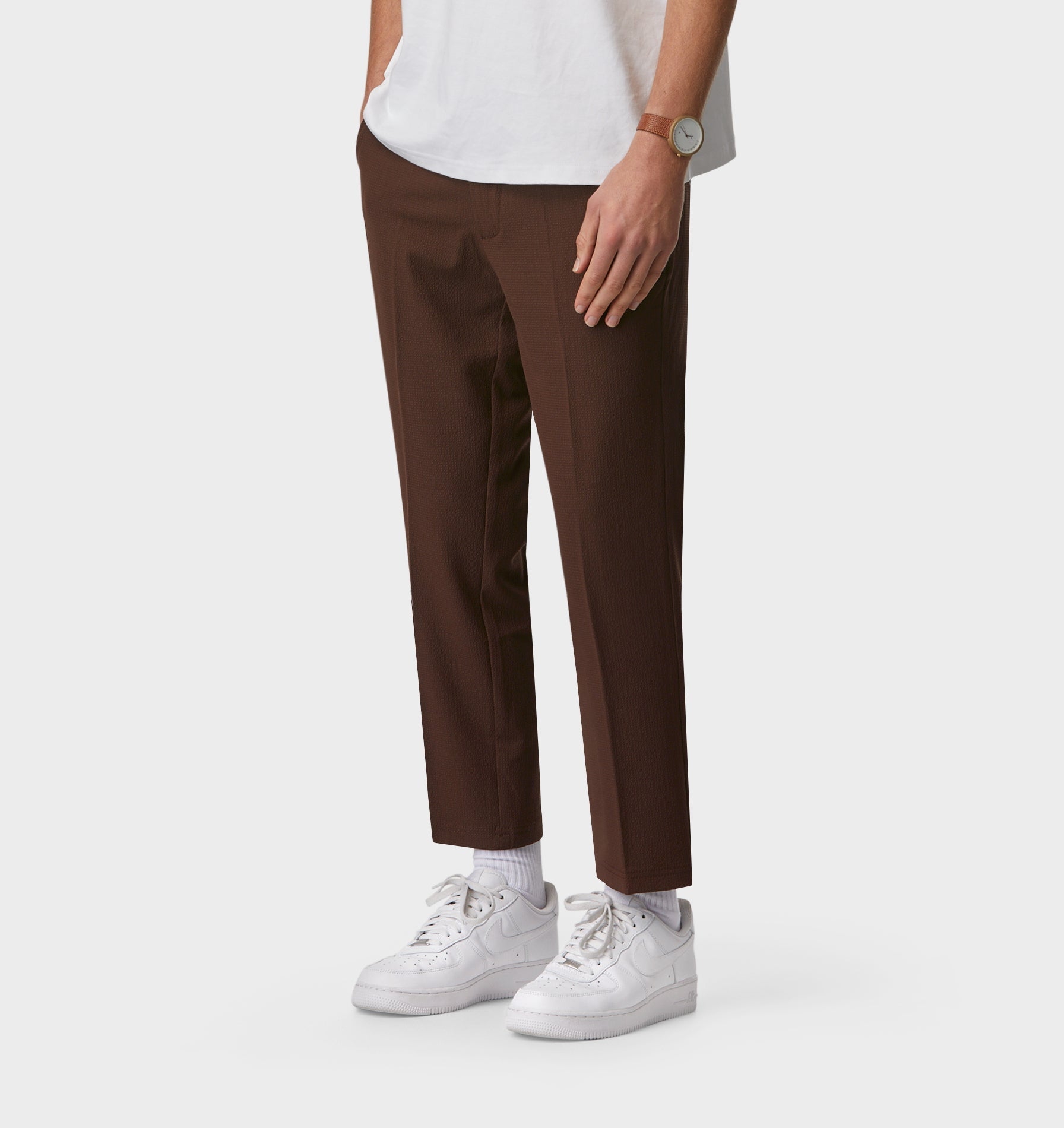 Seersucker Slim Kobe Pant - Regular - Dark Brown