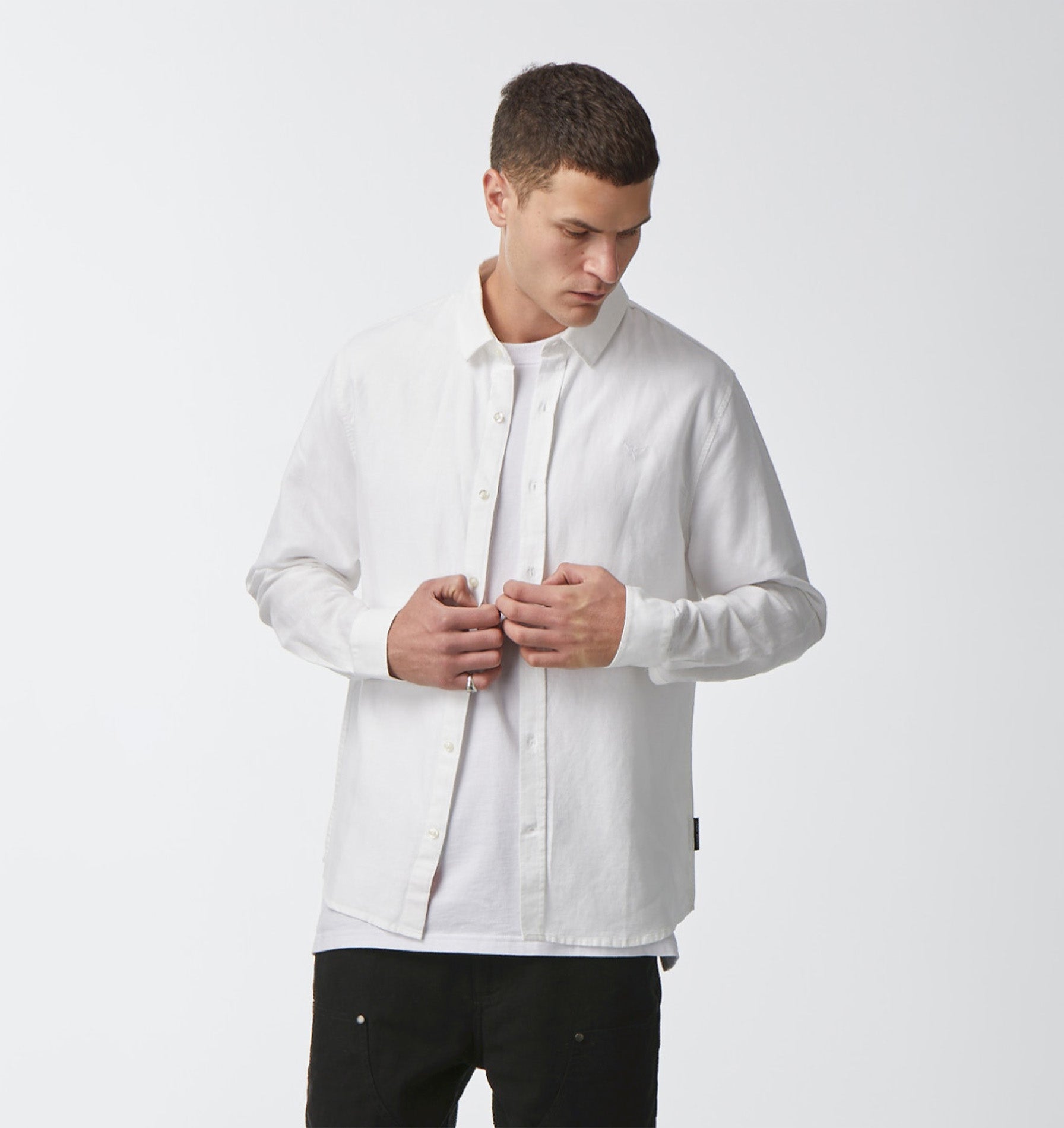 Linen Wallace LS Shirt - White