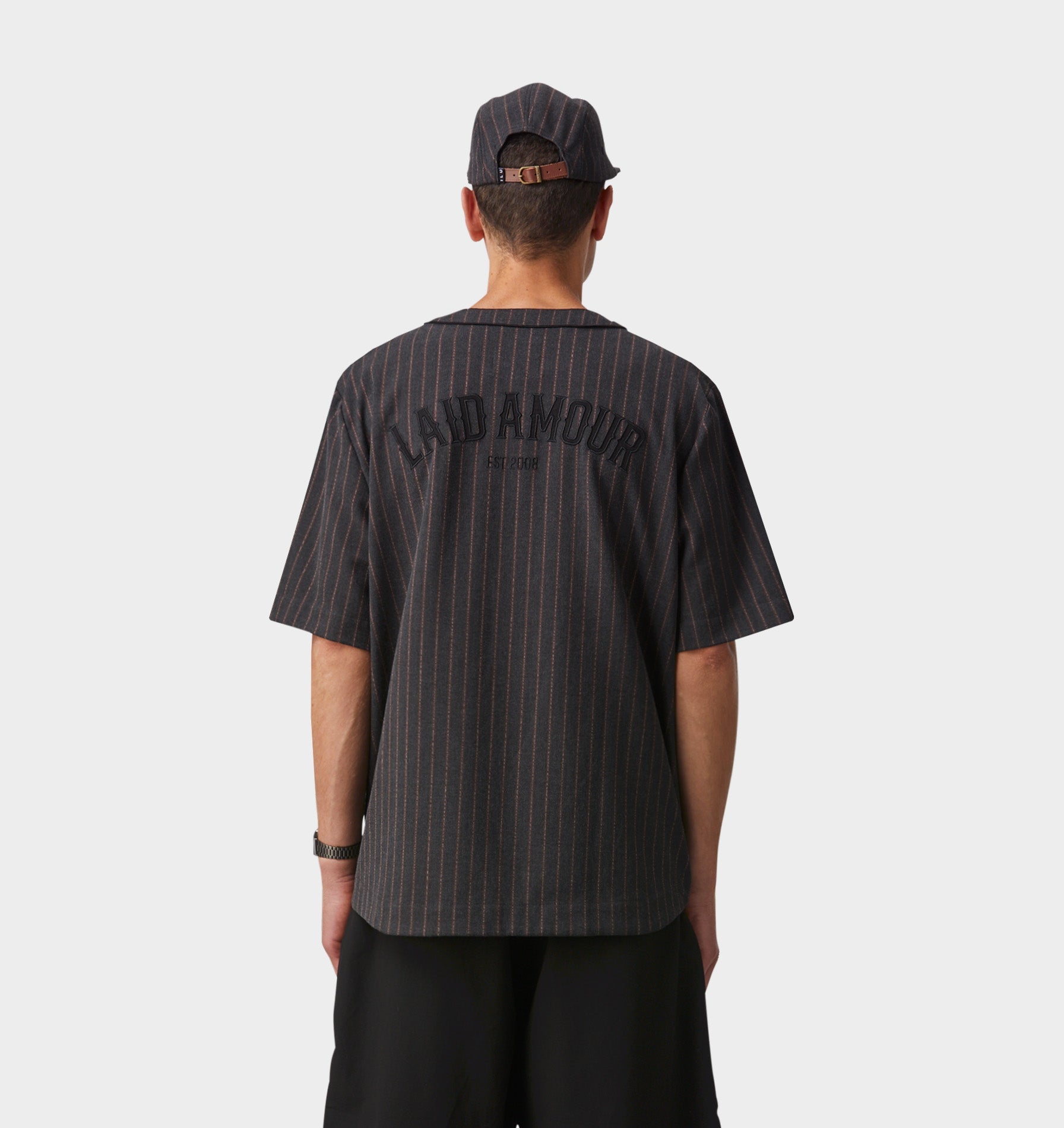 Laid Amour Baseball Jersey - Charcoal/Red Stripe