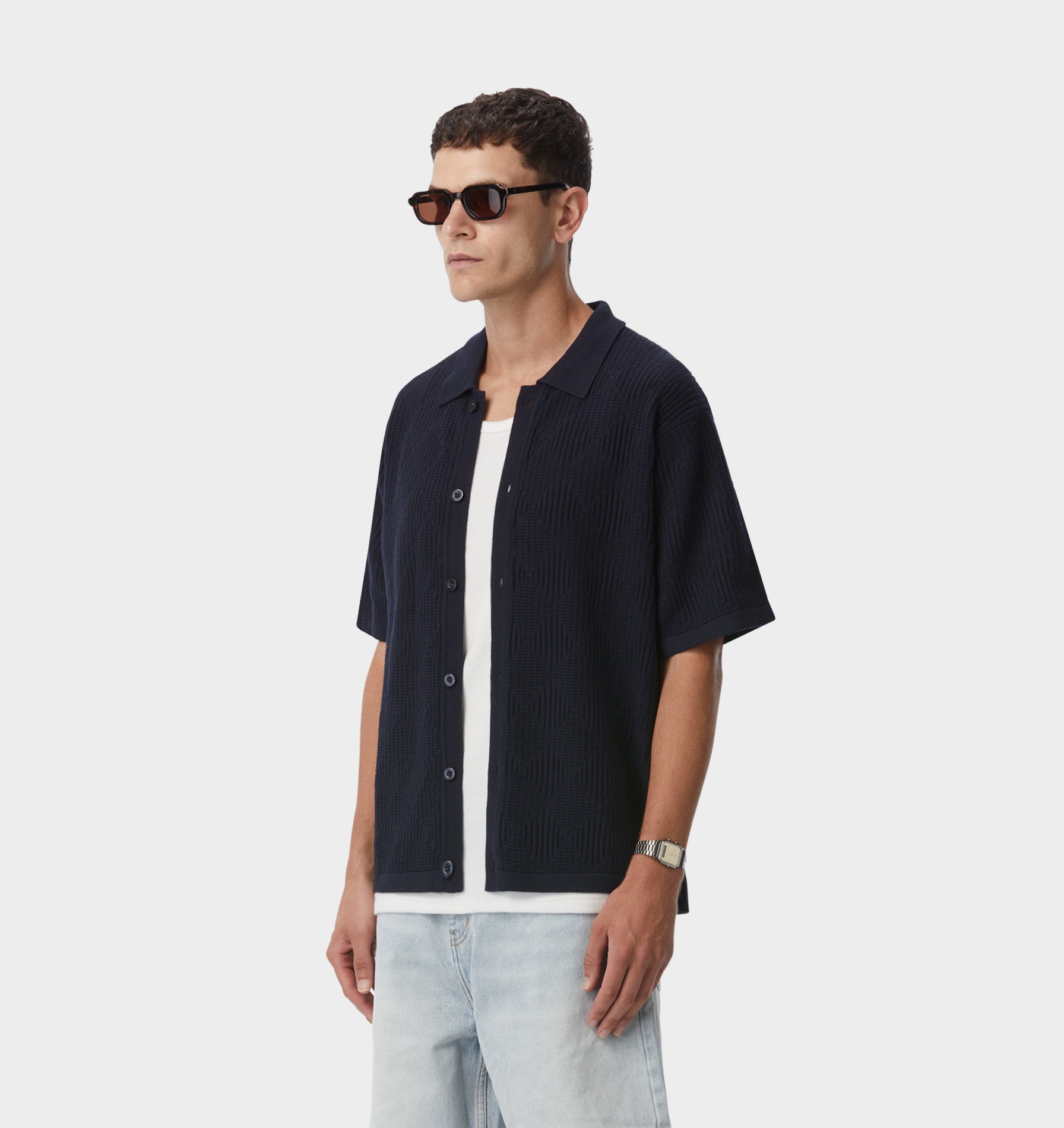 Jasper Knit SS Shirt - Navy