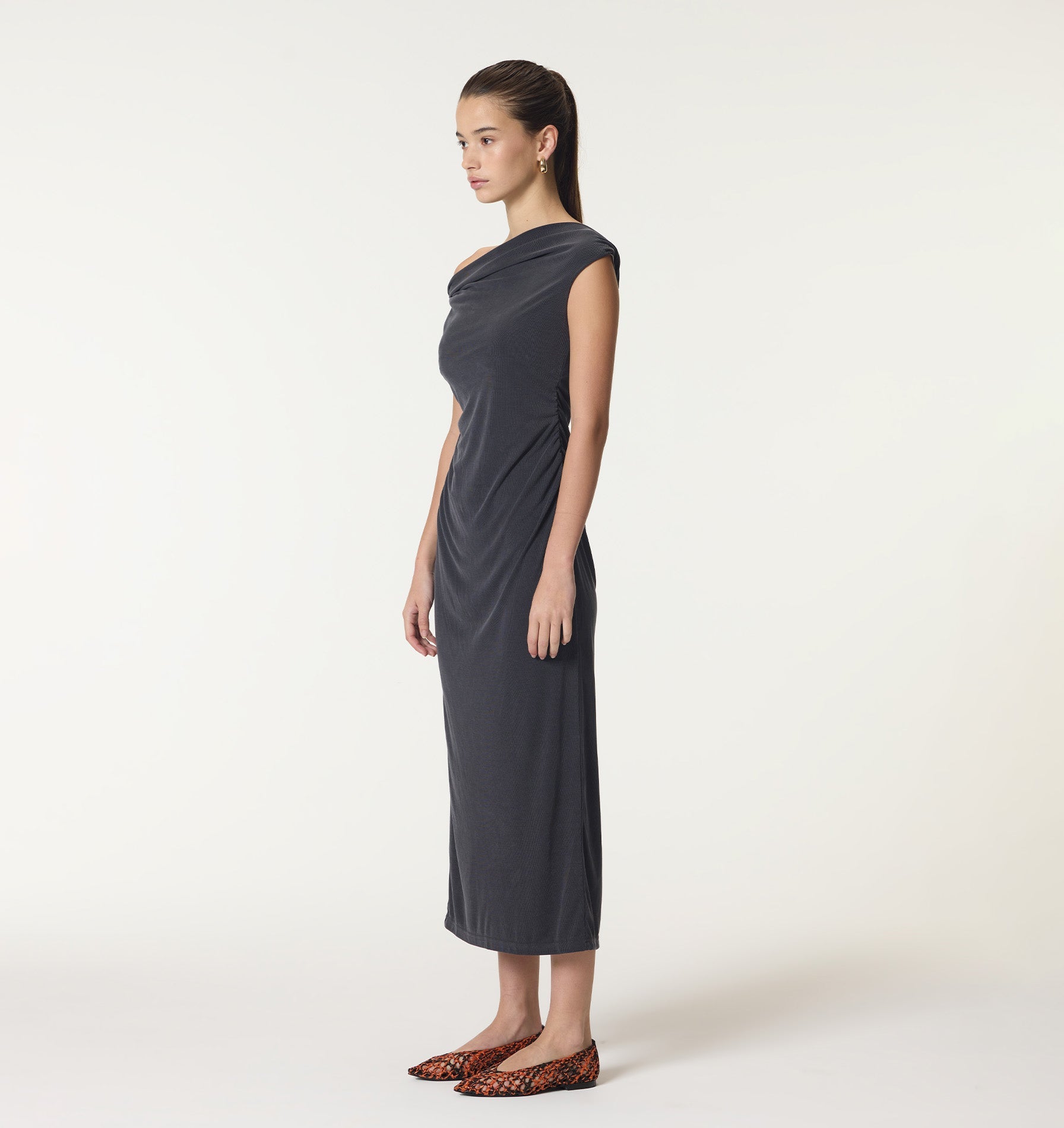 Piper Twist Maxi Dress - Charcoal