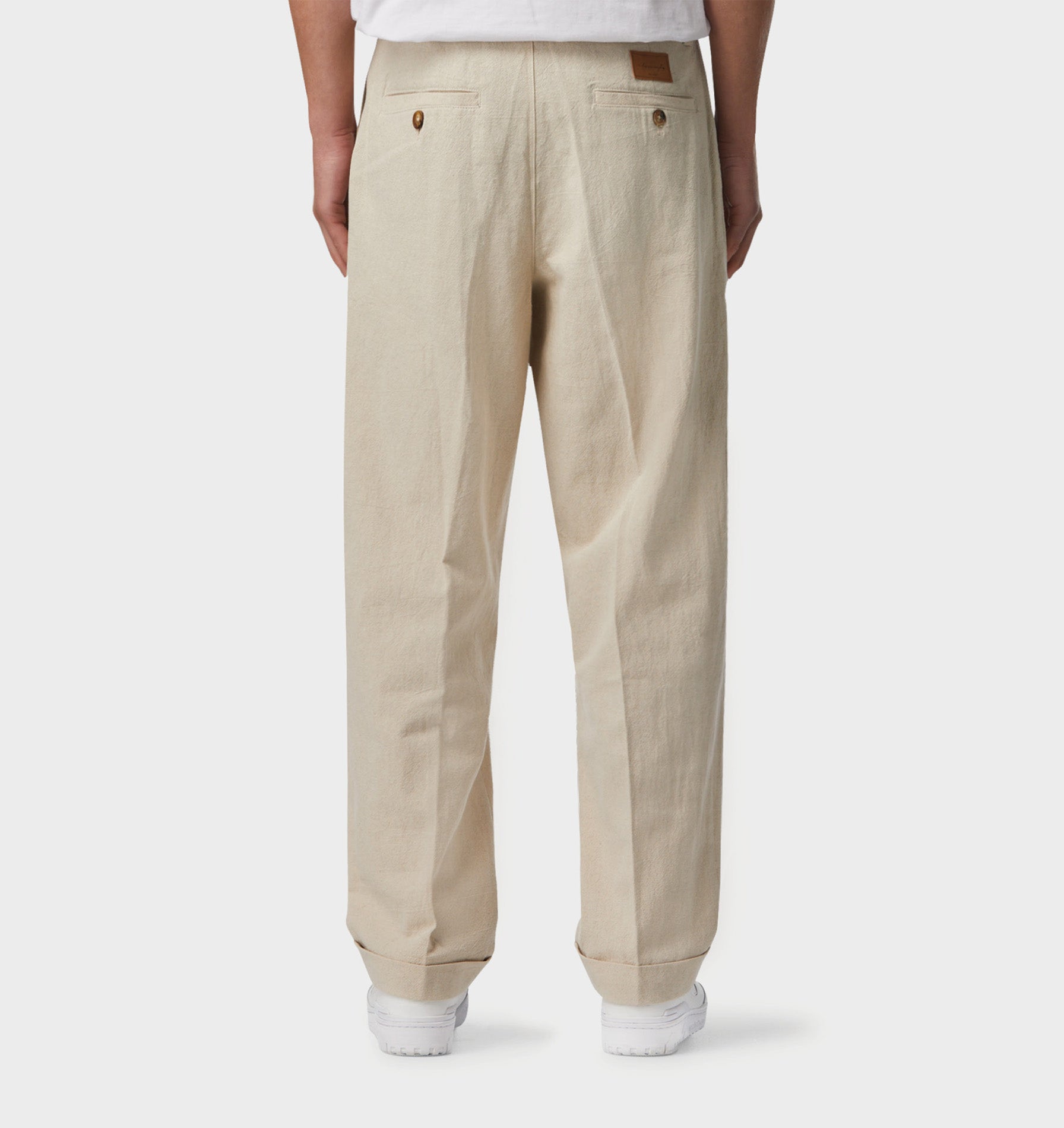 Linen Noah Pleated Pant - Bone