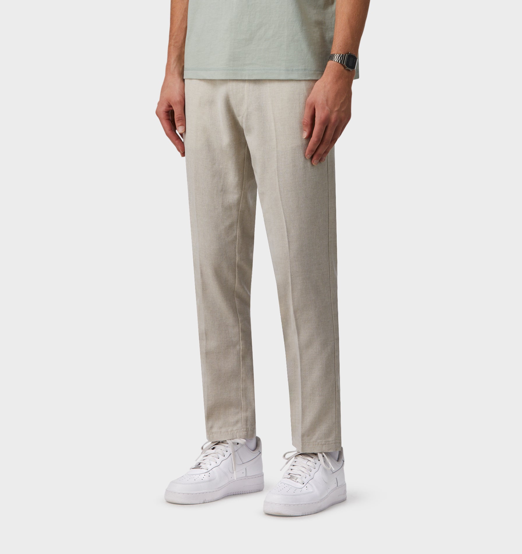 Herringbone Linen Slim Kobe Pant - Tall - Bone