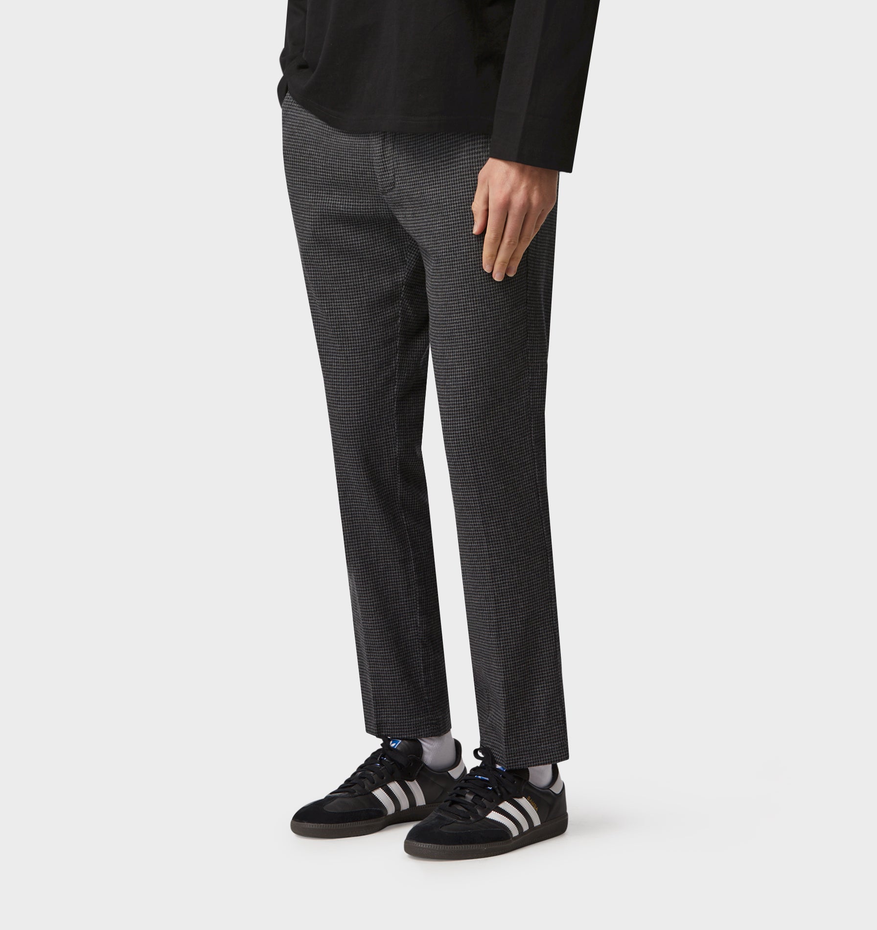 Linen Slim Kobe Pant - Tall -Charcoal Houndstooth