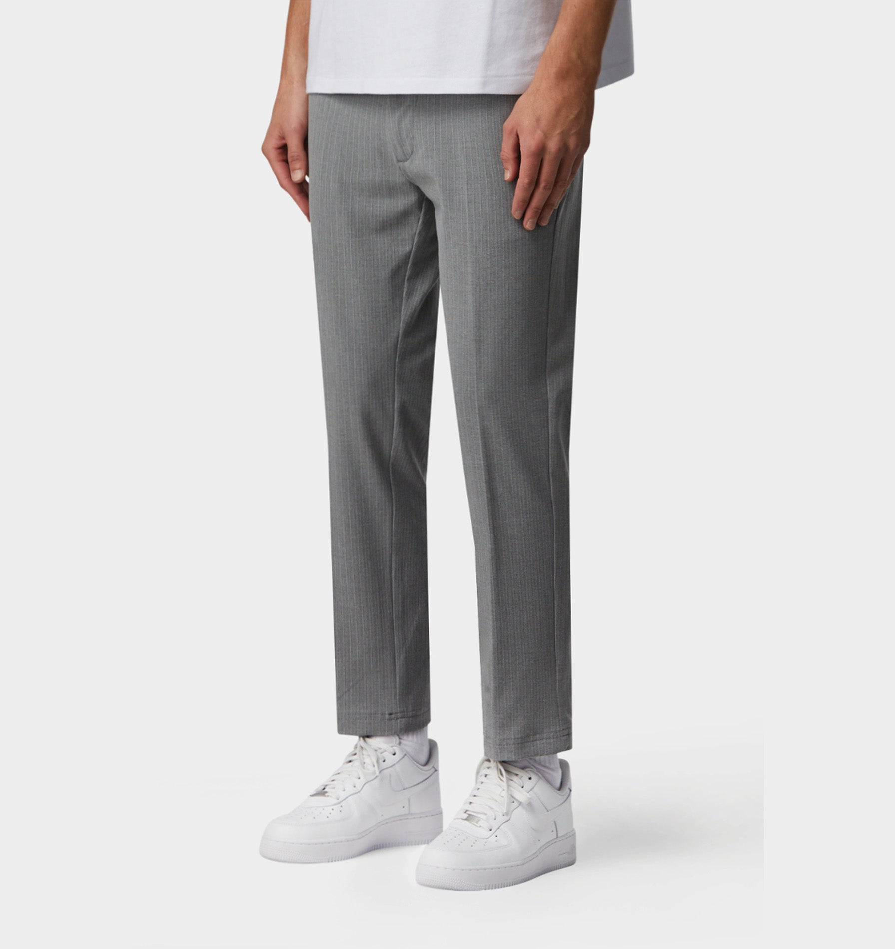 Slim Kobe Pant - Grey Marle Pinstripe