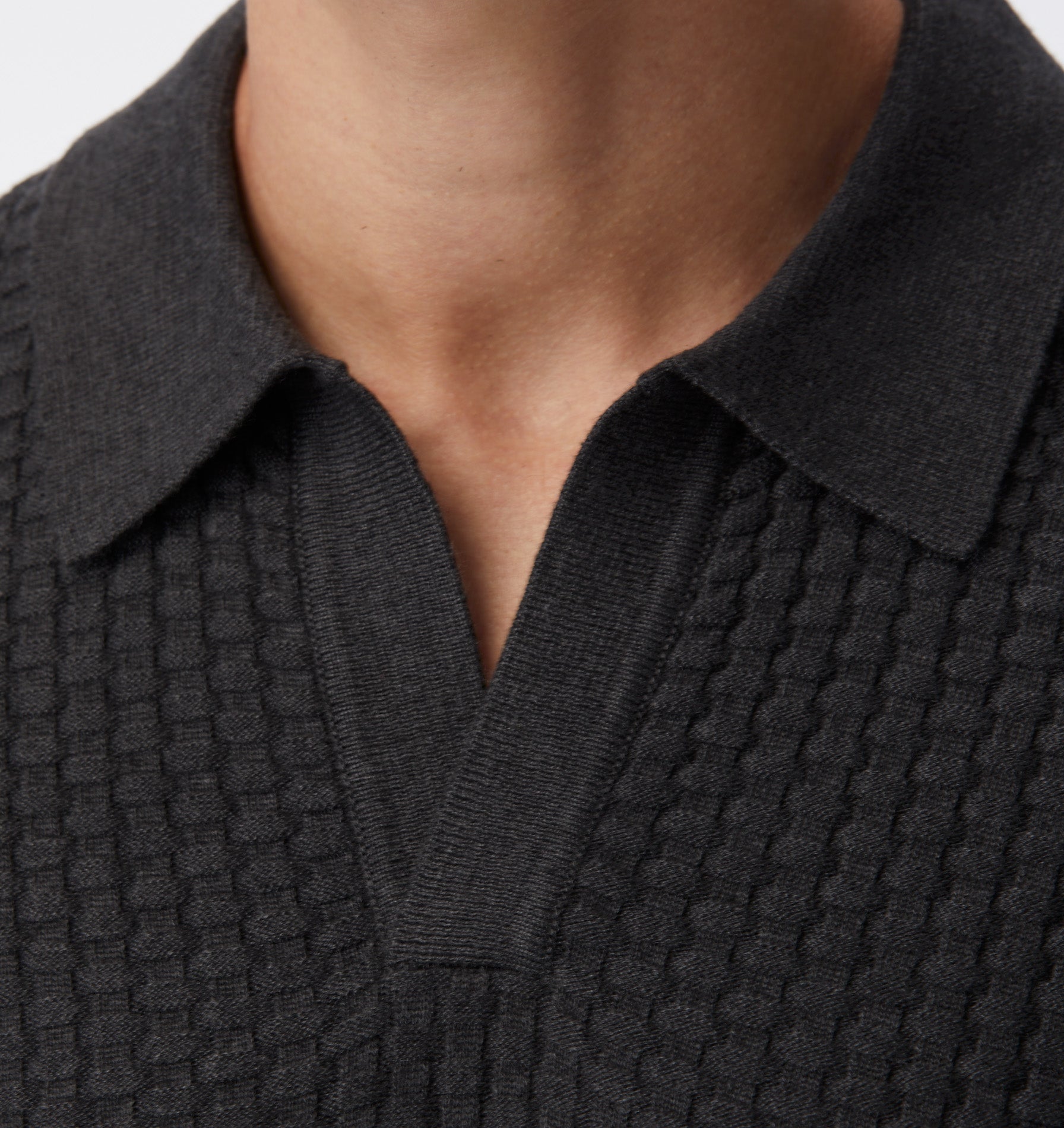 Clive Knit SS Polo - Charcoal