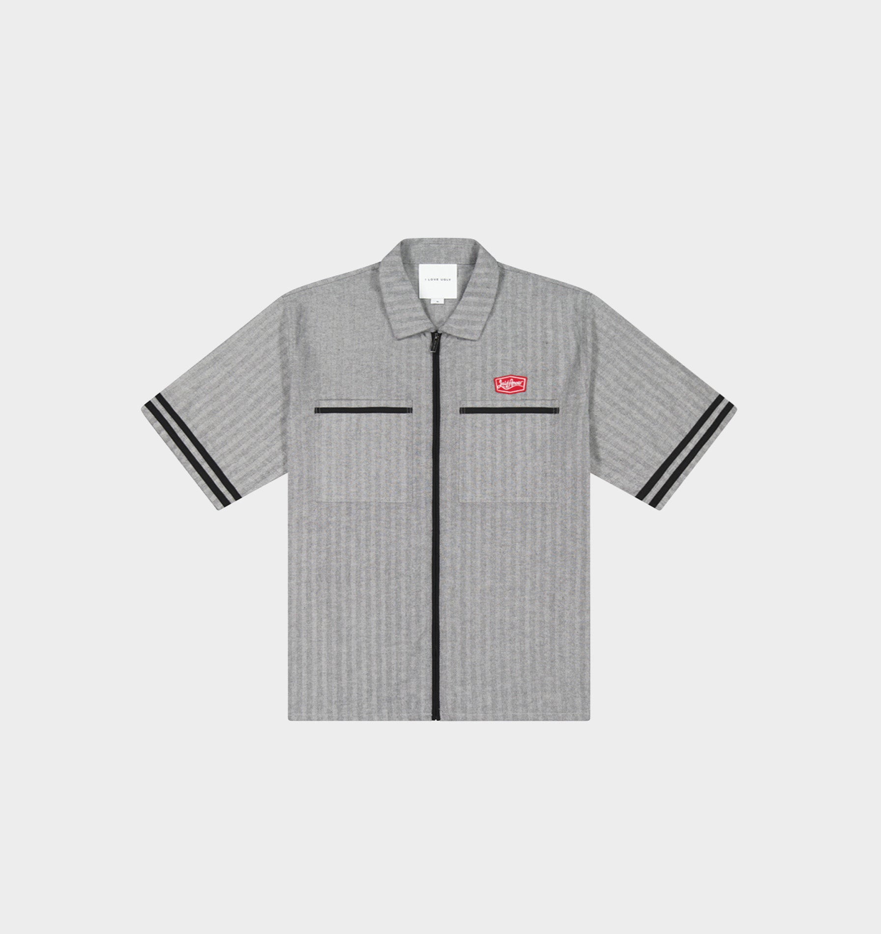 Douglas Workwear SS Shirt - Grey Herringbone