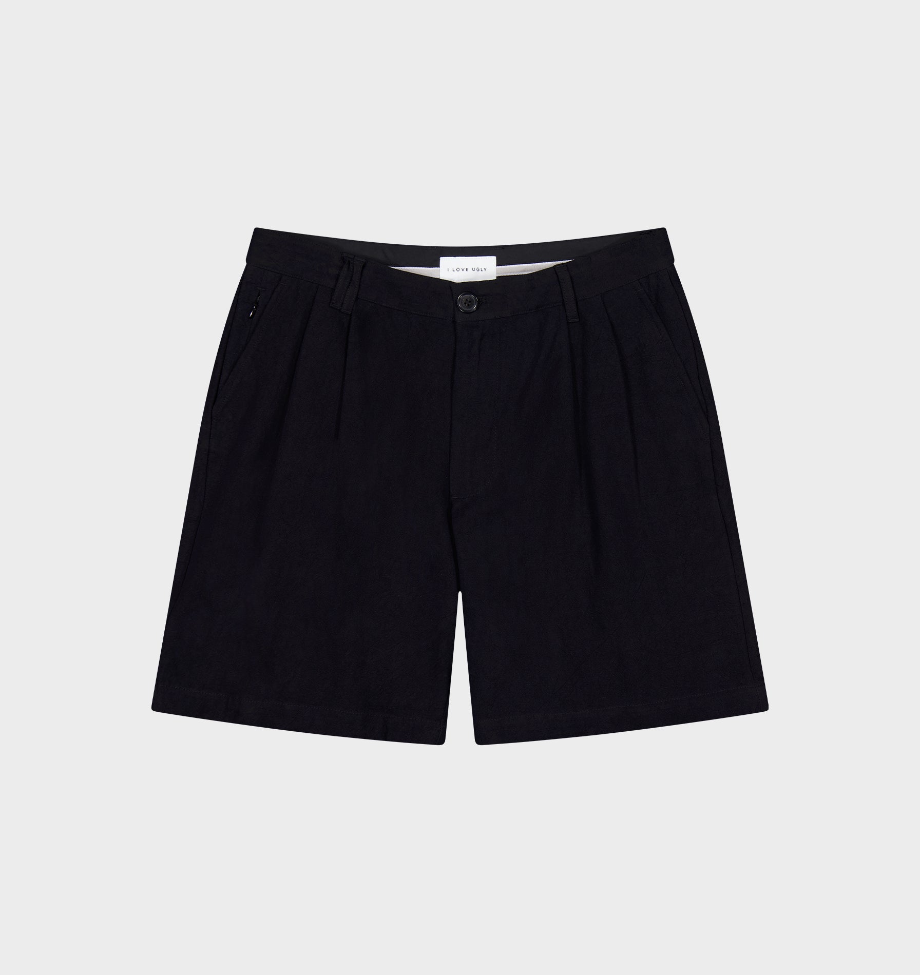 Linen Quincy Pleated Short - Black