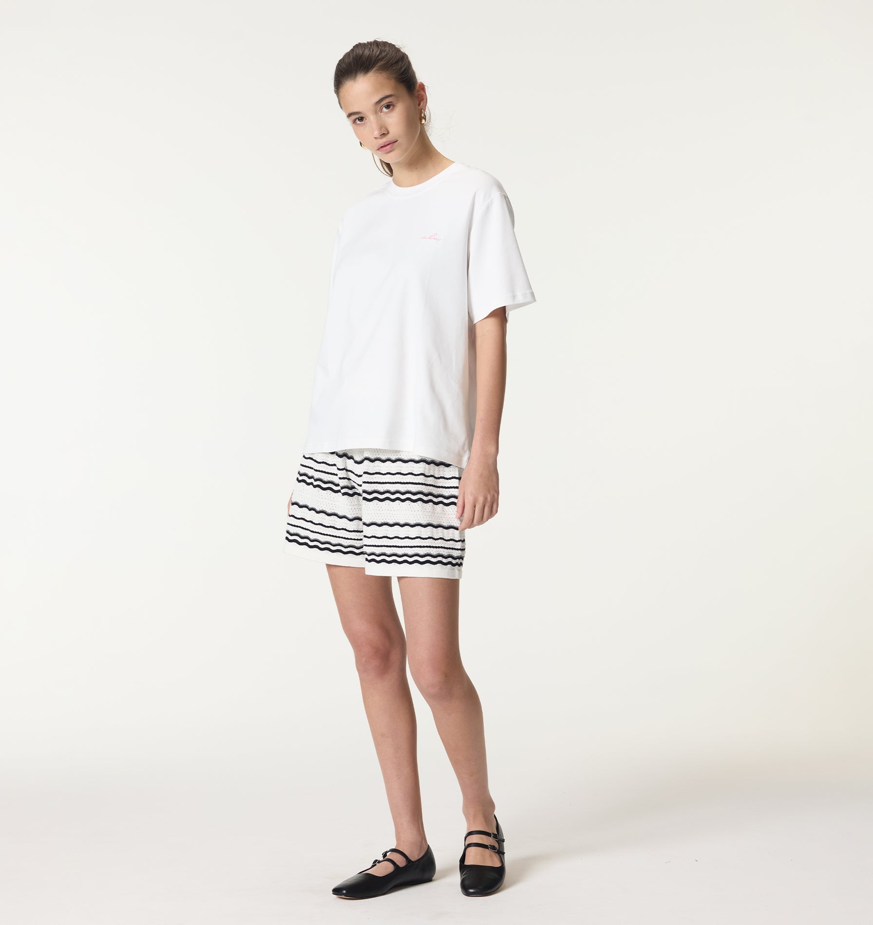 Arlo Striped Knit Short - White