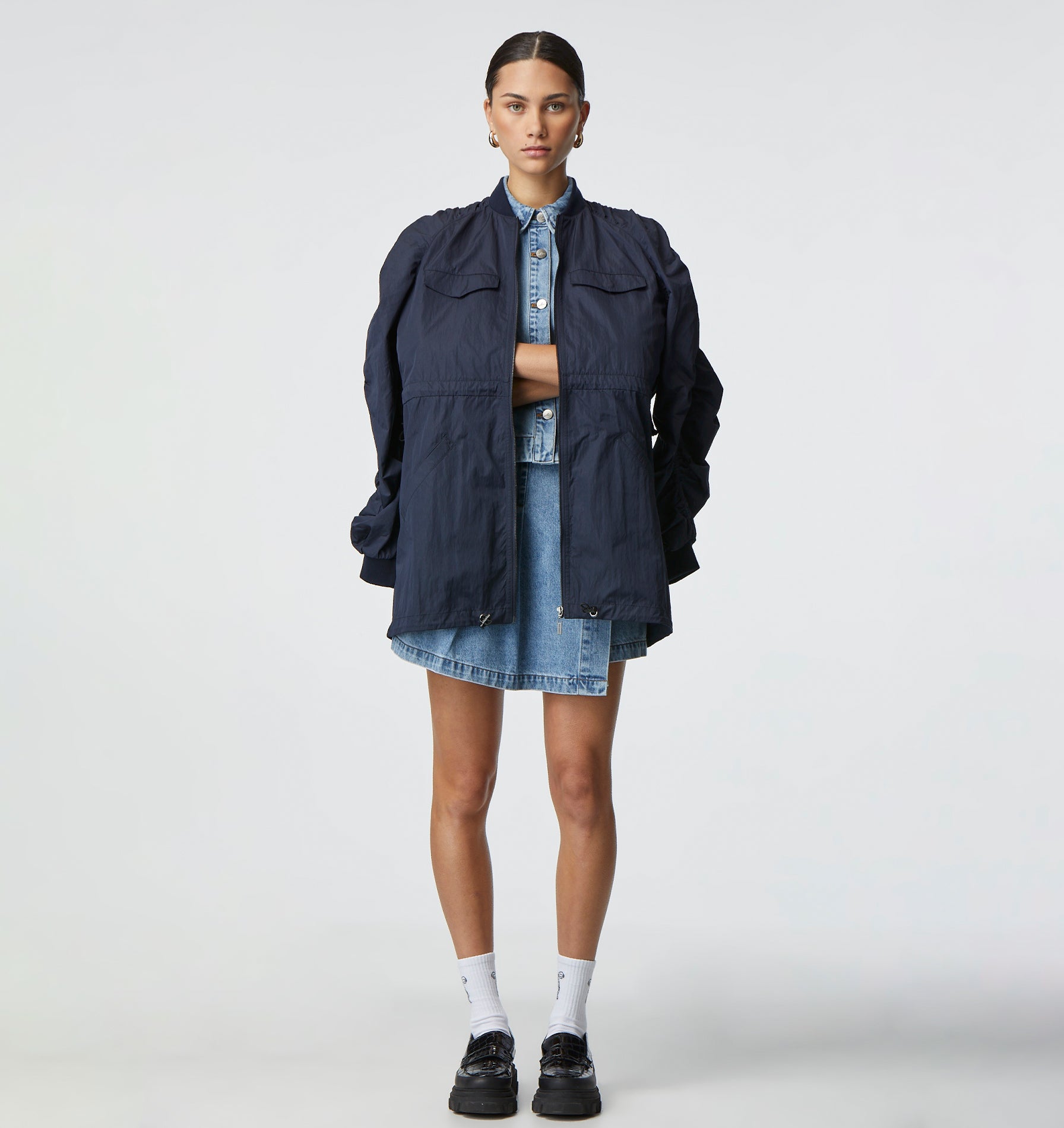 Ruched Bomber - Navy