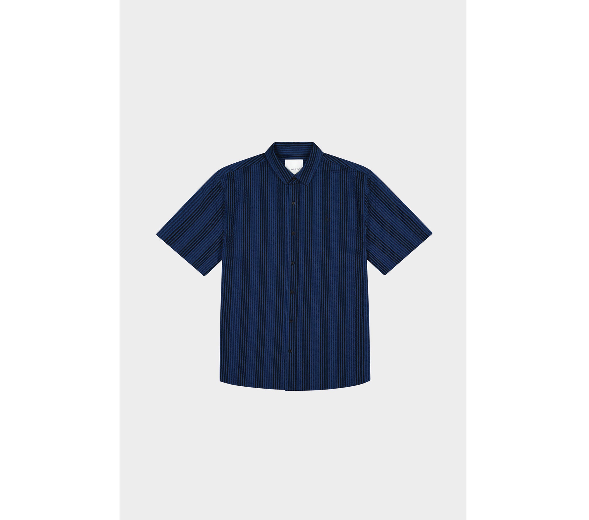 Striped Jonty SS Shirt - Navy Seersucker